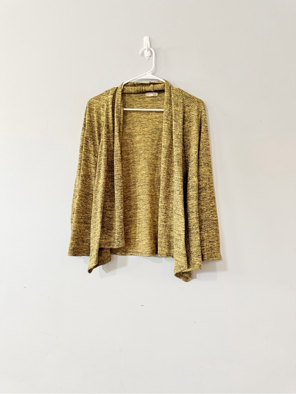 Emi & Joe Size M Mustard Marled Open Front Cardigan Draped Boho Sweater